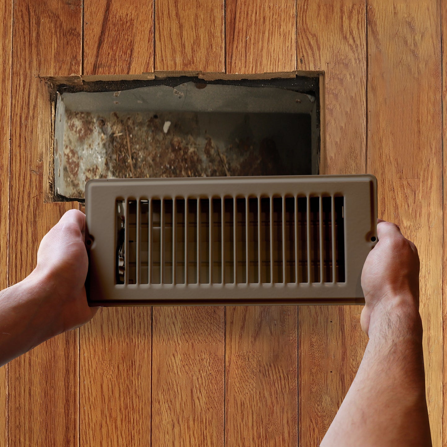 Homeponent Metal Floor Register Vent - 4-Inch by 10-Inch (Brown)