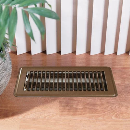 Homeponent Metal Floor Register Vent - 4-Inch by 10-Inch (Brown)